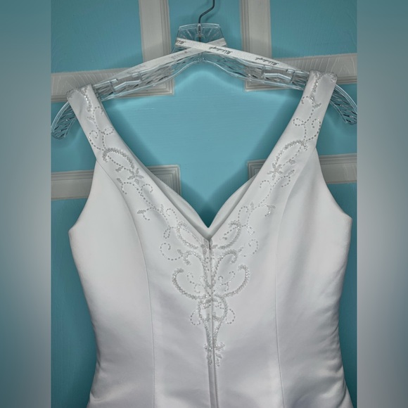 Michaelangelo T8615 Wedding Dress Satin A-line gown White Size 10 - Picture 6 of 11